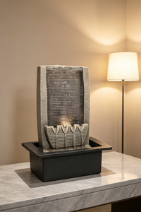 <span class=keywords><strong>Fontaine</strong></span> <span class=keywords><strong>murale</strong></span> moderne Zen en résine avec cascade et lumière LED, <span class=keywords><strong>fontaine</strong></span> d'eau <span class=keywords><strong>de</strong></span> bureau pour la maison et le bureau - Product Image 2