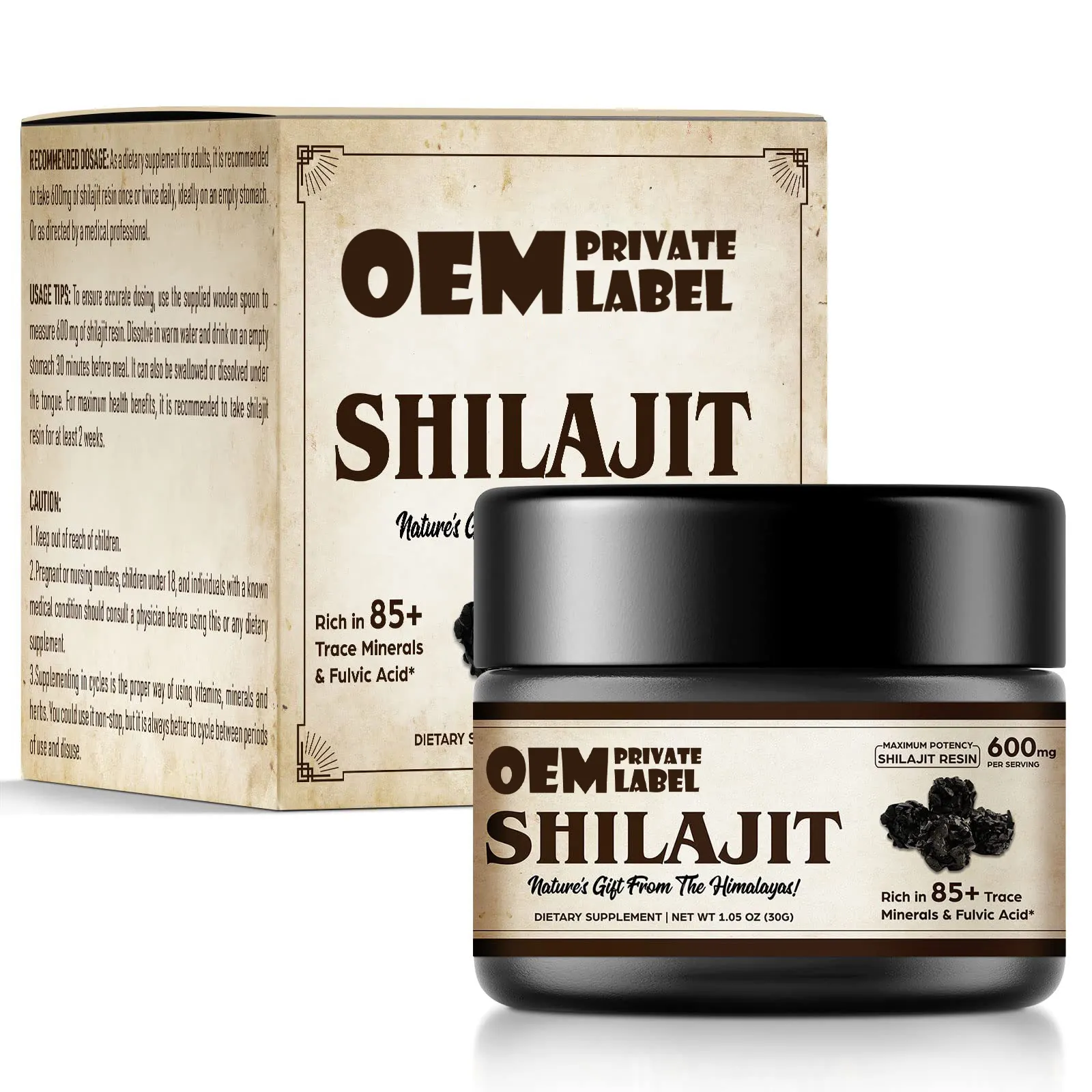 Vente en gros d'extrait de Shilajit naturel 100% pur Shilajit liquide de l'Himalaya