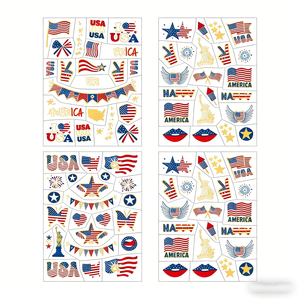 Tatouages temporaires patriotiques USA, autocollants drapeau américain pour le Quatrième de <span class=keywords><strong>Juillet</strong></span>, le Jour de l'Indépendance et les fêtes commémoratives des Vétérans - Product Image 1