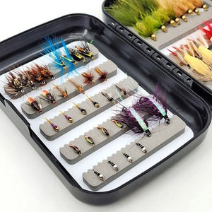 Juego de moscas con bandas de Ninfa húmeda seca de 52 piezas con <span class=keywords><strong>Flybox</strong></span> impermeable negro para pesca en agua salada y agua dulce en River Lake Stream - Product Image 6