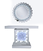 Table console de luxe scintillante effet diamant broyé avec miroir, mobilier de haute qualité - Offre Spéciale