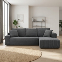 Minimalistisches Modernes Schwarzes Chesterfield Modulares L-förmiges Schaumstoffgefülltes Stoffsofa-Set für Wohnzimmer Apartment Villa Lounge Hotel