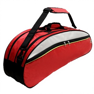 Sac de raquette en polyester rouge avec logo personnalisé, 30-40L, fermeture éclair étanche, sac de sport - Product Image 3