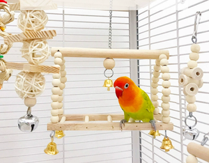 7-Piece Eco-Friendly Classic Cute Bird <strong>Toy</strong> <strong>Parrot</strong> Set Hanging Cage Swing Climbing <strong>Toy</strong> <strong>Wooden</strong> Swing Rope Ladder <strong>Wooden</strong> - Product Image 4