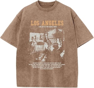High Quality Heavyweight 240gsm Cotton Vintage Acid Washed T Shirt Custom <b>Logo</b> Oversized Streetwear Graphic Tee Top - Product Image 2