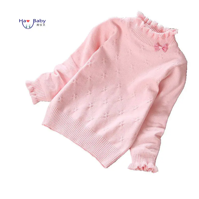 Hao bebê outono criança render cor pura sem forro superior crianças suéter vestuário