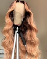 WEIQI Wig Renda Depan Rambut Manusia 613 Berwarna Ombre Biru Merah Muda Cokelat 99j 13X4 40 Inci Wig Renda Depan Sebelum Pencabutan Dalam Keriting Peru