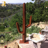 Statue d'art du désert d'extérieur de grande taille Sculpture de cactus en acier corten de jardin