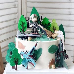 Civil Aviation Alloy Aircraft Model Cake Toppers Birthday Decorations Round Reusable Plastic Ins Style - Product Image 3