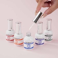 Kit de vernis à ongles professionnel en gel transparent 15 ml avec logo personnalisé, base et top coat, liquide pour trempage, application facile, longue tenue, pour nail art DIY