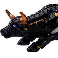 Statue de taureau mécanique en résine faite à la main, sculpture Cyberpunk OX, figurine noire et or, décoration de bureau, ornement, cadeau pour la maison ou le bureau