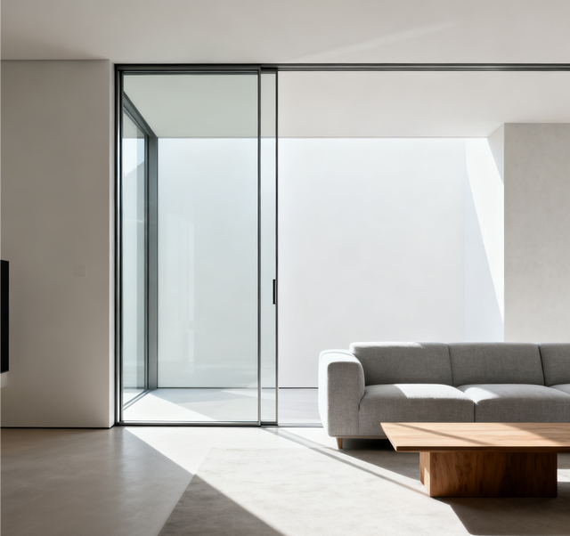 Elegant Slim Sliding Door with Modern Aluminum Structure for Interior House Partition