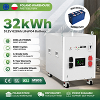 Stock Europe DDP 8000 Cycles 48V 51.2V 628Ah 32kWh JK V19 300A BMS avec coussin chauffant pour batterie lithium mobile sur roues pour usage domestique