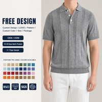 Polo tricoté côtelé personnalisé OEM pour homme, à manches courtes et revers, idéal pour l'été