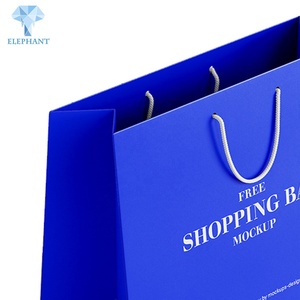 Wholesale Custom Printed Brand Logo Design Luxury Clothing Blue Cardboard Paper Bag - Product Image 3