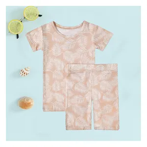 2024 New Fashion Pattern Baby and Kids Bamboo Spandex Material Tops and Pants New Design Baby Clothes short Sleeve Baby Pajamas