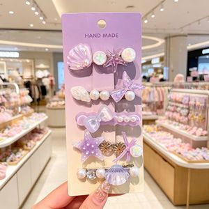 Jepit Rambut Anak Motif Bintang Laut Kartun Hewan Kecil Lucu Desain Mutiara Payet Buatan Tangan untuk Anak Perempuan Kecil Resin - Product Image 4