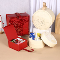 Boîte cadeau de luxe pour la Saint-Valentin, la fête des mères, les mariages, les demoiselles d'honneur, boîte magnétique carrée ronde en velours gaufré avec rose