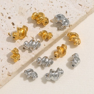Twisted Spiral Beads 12*8mm | 18K PVD Gold Plated Stainless Steel Irregular <b>Spacer</b> for DIY Bracelet Necklace Jewelry Making - Product Image 3