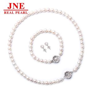 Natürliche Perlenkette Weiße Runde Perlen Silberner Schneeflocken-Verschluss Perlenkette Muttertagsgeschenk für Ältere Muttertag - Product Image 5