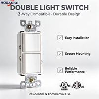 Interrupteur électrique américain 15A pour PC, 2 gangs, 1 voie, pour usage domestique, compatible 120V max.