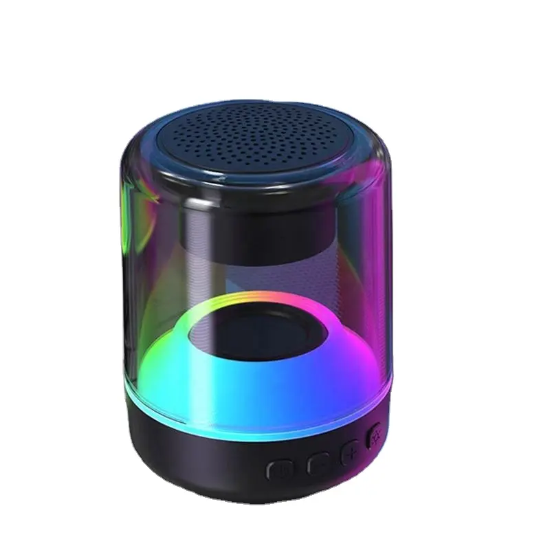 Portable Bluetooth Speakers crystal glass colorful sound with RGB light Small Stereo Speaker Wireless Speaker with LED Light