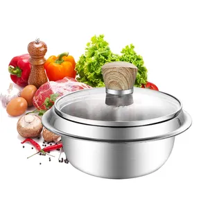 한국 가정용 스테인레스 스틸 요리 수프 냄비 16Cm 20Cm Dia 오븐 사용자 정의 금속 쌀 냄비 유리 뚜껑