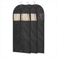 Sac de rangement pliable en non-tissé pour vêtements de salle de bain avec fenêtre transparente, sac suspendu pour robes, manteaux et costumes avec fermeture éclair, logo personnalisé disponible, lot de 3
