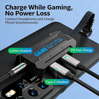 Adaptateur audio USB-C 3 en 1 3,5 mm avec charge rapide PD 60W, DAC Hi-Fi et répartiteur gaming en L pour téléphone portable et casque