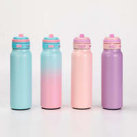 Nouvelle conception, gourde sportive en acier inoxydable à double paroi de 960 ml, à large ouverture, avec poignée, pour les voyages en plein air