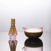 Simplicité moderne Verre écologique Style japonais de qualité alimentaire Bol à matcha résistant à la chaleur Service à thé Brosse en bambou Ensemble de marteaux LISHOU