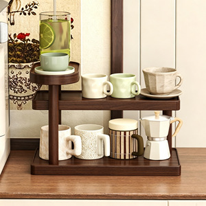 <b>Desktop</b> <b>Shelf</b> 2 Tier Small Wood Storage Organizer For Cups Tea Sets Stationery Kitchenware - Product Image 3