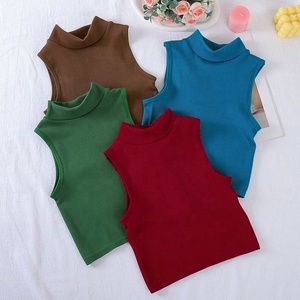 <span class=keywords><strong>Camiseta</strong></span> sin mangas para mujer, cuello simulado, acanalada, elástica, ajustada, básica, ligera, tipo bustier - Product Image 2