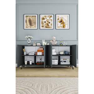 Meuble TV Moderne de Luxe 4 Portes Gris Anthracite 180 cm de Large avec Rangement Classique pour Villas, Salons et Hôtels - Product Image 2