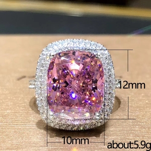 Nouvelle bague de mariage européenne américaine carrée en verre de zircon naturel simulé - Product Image 5