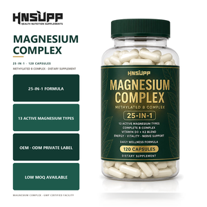 Cápsulas de <span class=keywords><strong>Complejo</strong></span> de Magnesio 25 en 1 de Marca Privada OEM, <span class=keywords><strong>Complejo</strong></span> <span class=keywords><strong>B</strong></span> Metilado, Vitamina D3 K2, Apoyo Energético y Nervioso, 120 Unidades - Product Image 1