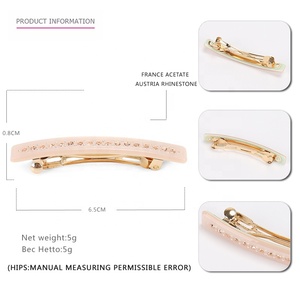 Kẹp Tóc Hình Chữ Nhật Mới Kẹp Tóc Pháp Acetate Được Trang Trí Bằng Một Dòng Kẹp Tóc Pha Lê Áo - Product Image 4