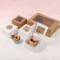 Boîtes à gâteaux personnalisées en kraft 4x4x4 pouces, en matériaux recyclés, avec pelliculage mat et gaufrage, pour l'emballage de pâtisseries et desserts (gâteaux, tartes)