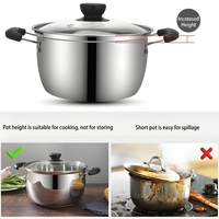 Ensemble de casseroles et d'ustensiles de cuisine en acier inoxydable écologique avec couvercle en verre, design classique, compatible gaz et induction, pour un usage domestique