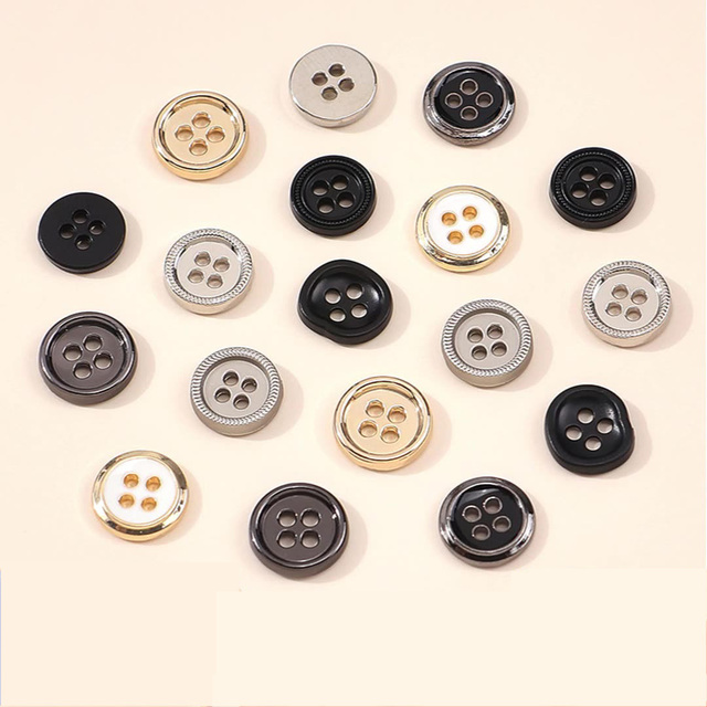 Eco-Friendly Resin Rectangle Button Beads 4-Holes Polo Shirt Polished Plastic Washable Pearls Flatback Round Design