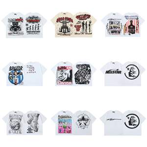 25ss Trade Hell Fashion Hell Star High Street Washed Retro Pure Cotton Loose Printed Letter Breathable Men's Women's - Product Image 1