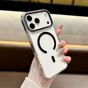 Funda Magnética Transparente para iPhone 17 Pro Max con Borde de TPU Antideslizante de Color y Lente Metálica - Product Image 5