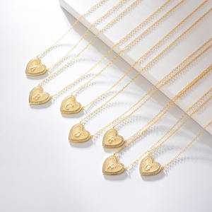 Peishang mujeres 925 plata esterlina oro alfabeto letras inicial 26 letra G V B M Cruz forma de corazón circón colgante collar - Product Image 5