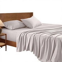 Ensemble de draps de lit Queen Size 100% lin français |   Respirant, Rafraîchissant, Durable, Motif Uni, Pochette Profonde de 16 Pouces, 4 Pièces
