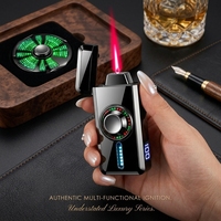 Briquet à gaz rechargeable de luxe, coupe-vent, torche à flamme unique, briquet-tourbillon, cadeau pour homme, avec logo