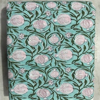 Tela de Algodón Estampada en Bloque, Ecológica, Ligera, para Coser, Tapicería, Cortinas, Confección de Vestidos, Hecha a Mano en India, con Diseño Floral