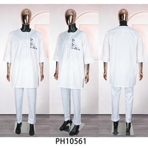 ชุดเสื้อผ้า2ชิ้นเสื้อและกางเกงสำหรับ<span class=keywords><strong>ผู้ชาย</strong></span>ชุดวันหยุดพักผ่อนเสื้อ2025สไตล์ไนจีเรียแบบดั้งเดิมของแอฟริกาใต้ - Product Image 4