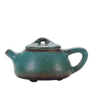 Théière japonaise rétro en céramique cuite à haute température, couleur vert turquoise - Product Image 1