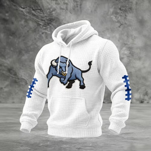 Sweat-shirt à capuche pour homme en coton tricoté respirant avec poche et manches classiques - Product Image 2