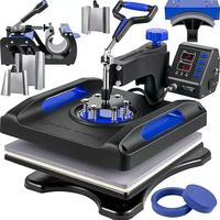 Máquina de Prensa de Calor Manual Nueva 12x15, Doble Digital, para Sublimación de Camisetas, Gorras, Platos y Vinilo Azul
